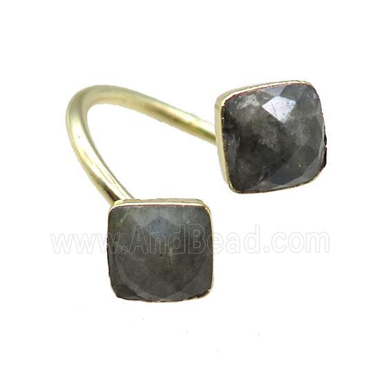 Labradorite Rings, square, gold plated