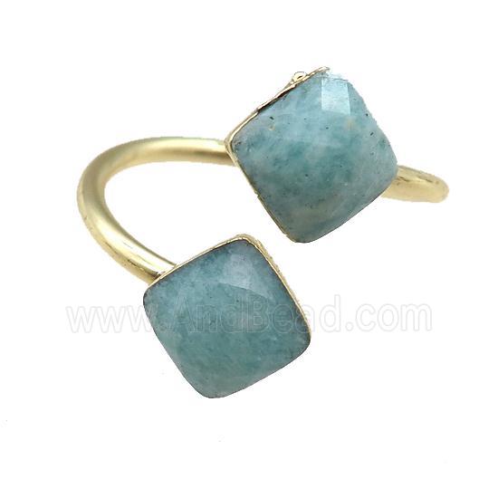 Amazonite Rings, square, gold plated