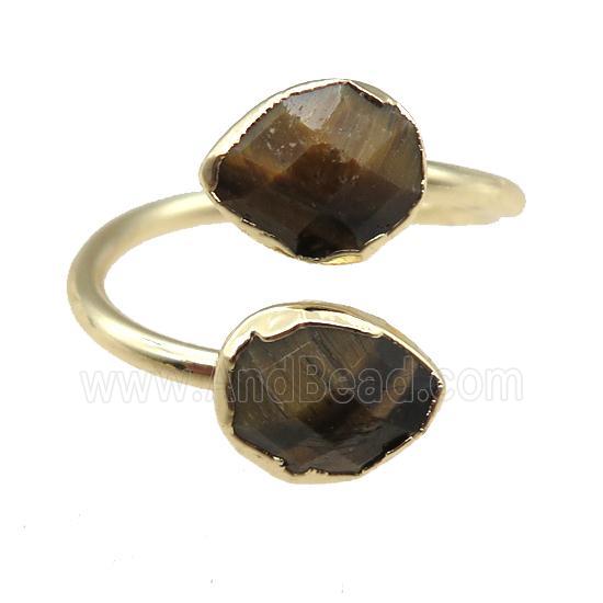 Tiger eye stone Rings, gold plated