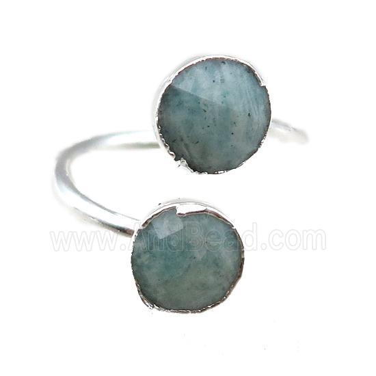 Amazonite Rings, circle, silver plated