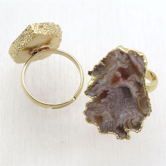 Agate Druzy Ring, gold plated