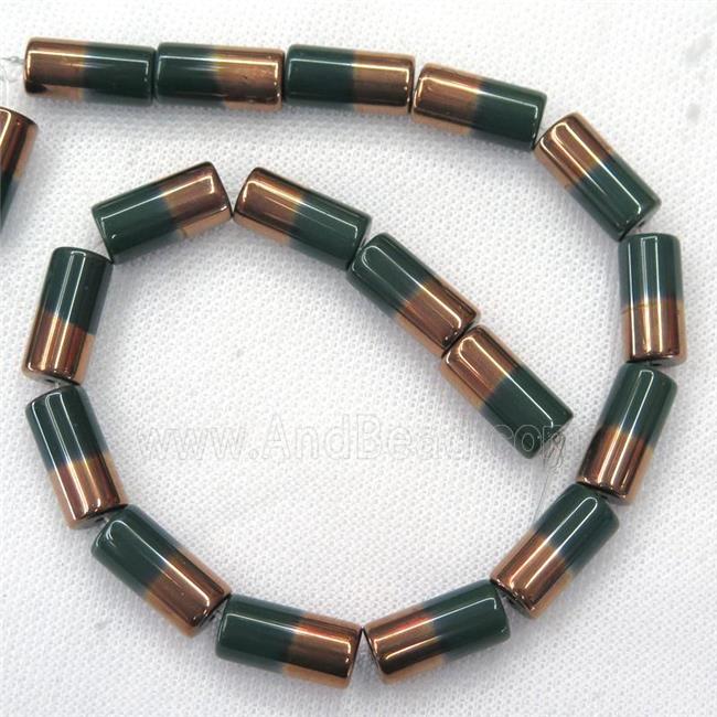 deepgreen Jadeite Glass tube beads