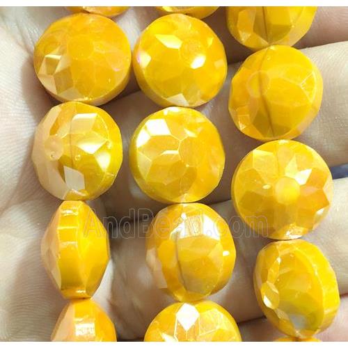 gold chinese crystal glass bead, faceted coin