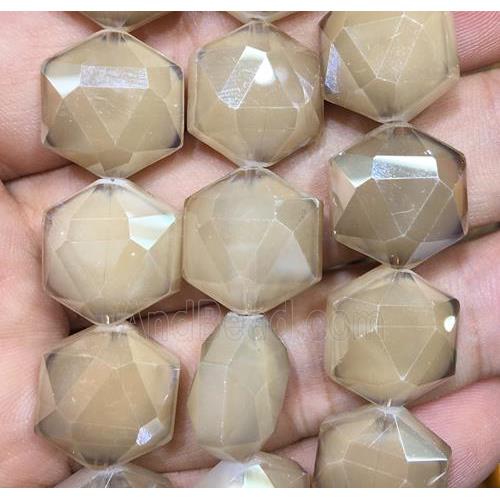 chinese crystal glass bead, faceted Hexagon