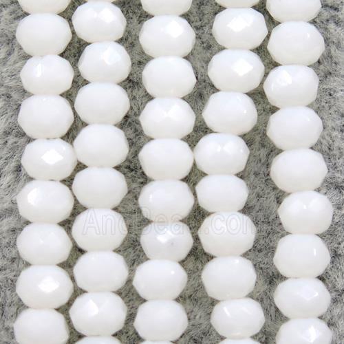 white chinese crystal glass beads, faceted rondelle
