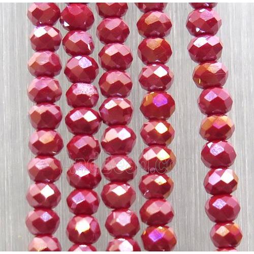 red chinese crystal glass beads, faceted rondelle, AB-color electroplated
