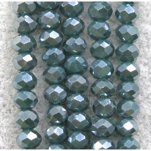 greengray chinese crystal glass beads, faceted rondelle, AB-color electroplated