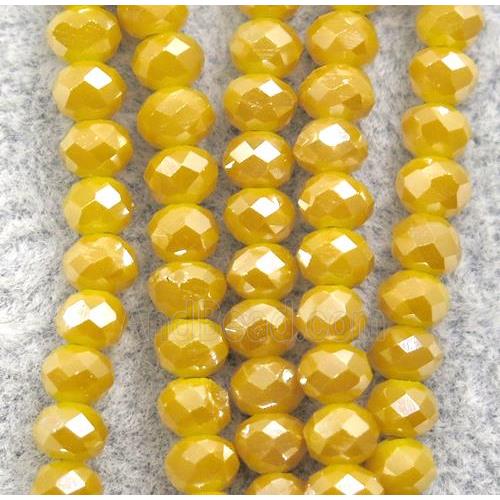 orange chinese crystal glass beads, faceted rondelle, AB-color electroplated