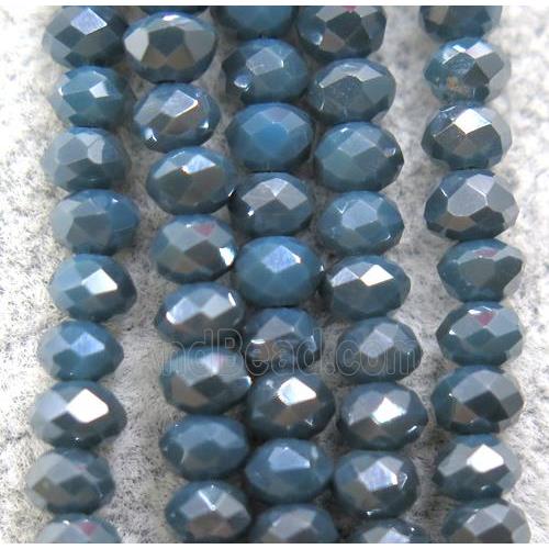 grayblue chinese crystal glass beads, faceted rondelle, AB-color electroplated