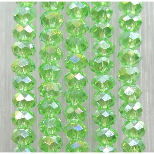 green chinese crystal glass beads, faceted rondelle
