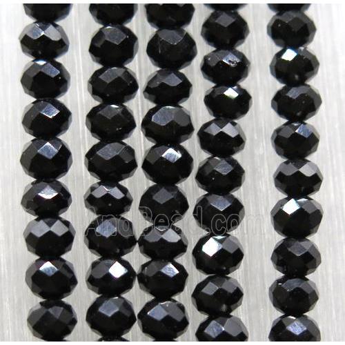 black chinese crystal glass beads, faceted rondelle