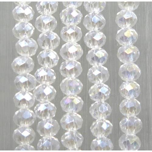 clear chinese crystal glass beads, faceted rondelle, AB-color electroplated