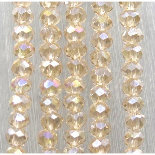 champagne chinese crystal glass beads, faceted rondelle