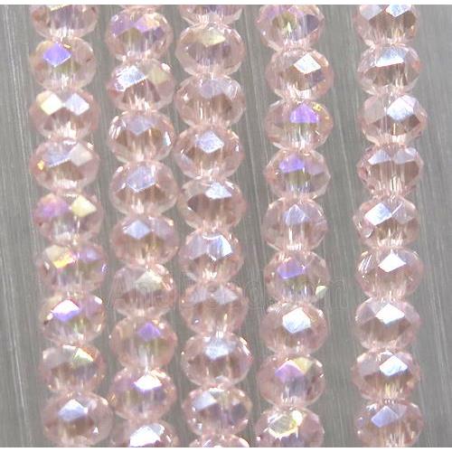 pink chinese crystal glass beads, faceted rondelle