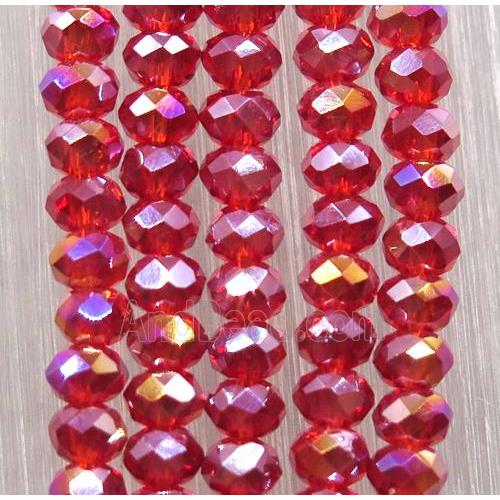 red chinese crystal glass beads, faceted rondelle