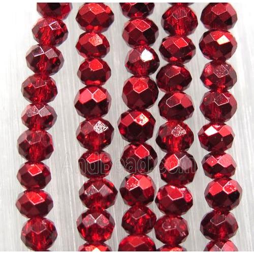 red chinese crystal glass beads, faceted rondelle