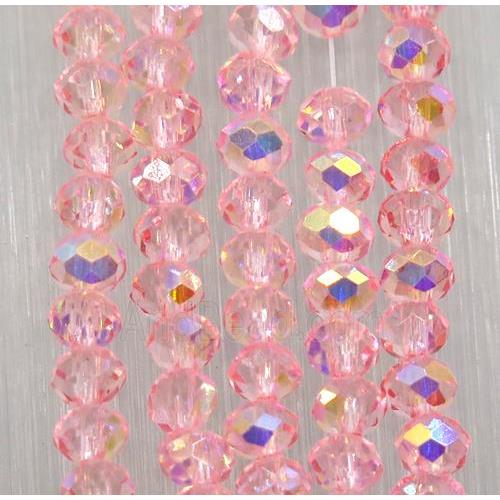 chinese crystal glass bead, faceted rondelle, pink