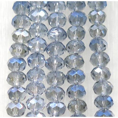 chinese crystal glass bead, faceted rondelle, gray blue