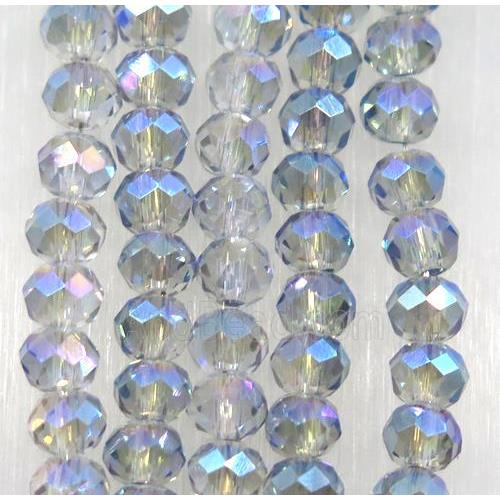 chinese crystal glass bead, faceted rondelle, gray rainbow