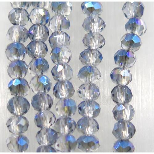 chinese crystal glass bead, faceted rondelle, blue rainbow