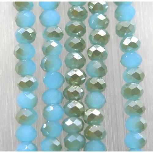 blue chinese Jadeite Glass beads, faceted rondelle