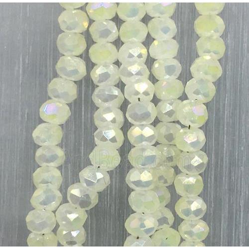 yellow chinese Jadeite Glass beads, faceted rondelle, AB-color electroplated