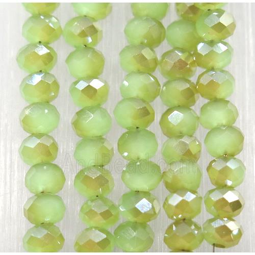 green chinese Jadeite Glass beads, faceted rondelle