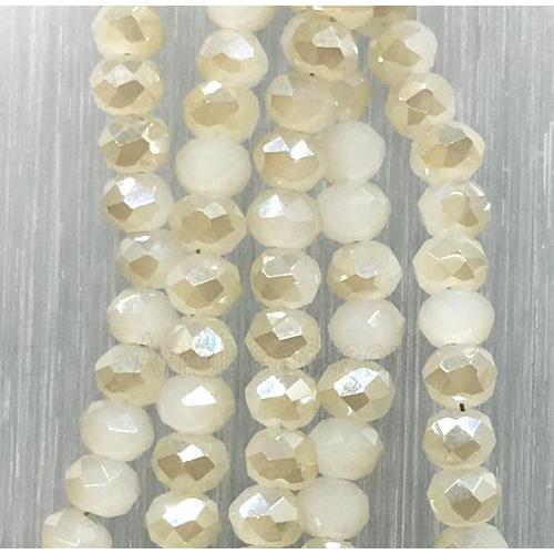 white chinese Jadeite Glass beads, faceted rondelle