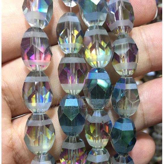 rainbow chinese crystal glass beads, faceted barrel
