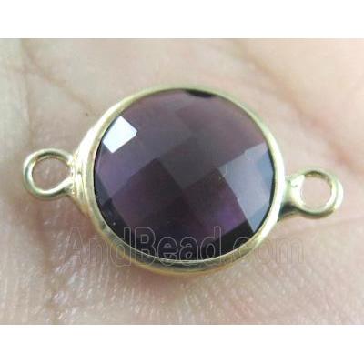 Chinese crystal glass connector, gold plated, purple