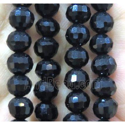 black Chinese crystal glass bead, faceted round