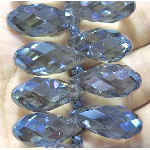 Chinese crystal glass bead, faceted teardrop