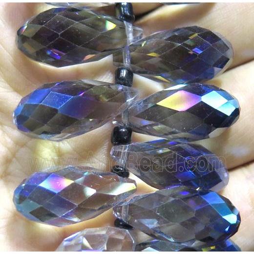 Chinese crystal glass bead, faceted teardrop