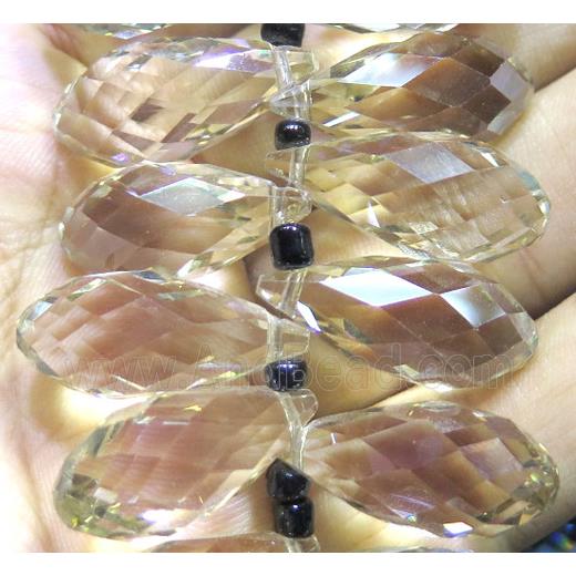Chinese crystal glass bead, faceted teardrop