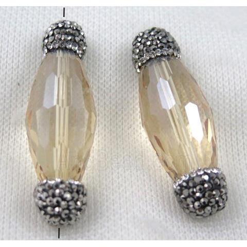 Chinese crystal glass spacer bead paved rhinestone, faceted Rice