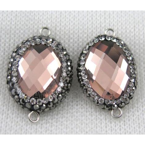 Chinese crystal glass connector paved rhinestone, faceted