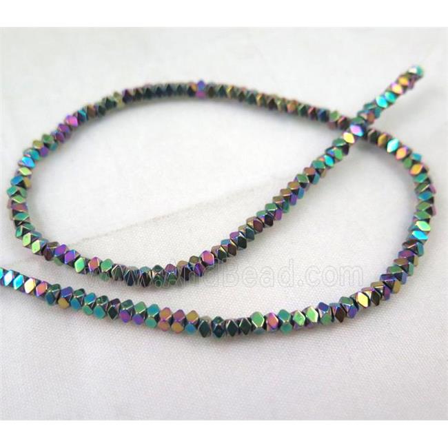 rainbow electroplated hematite rhombic seed beads