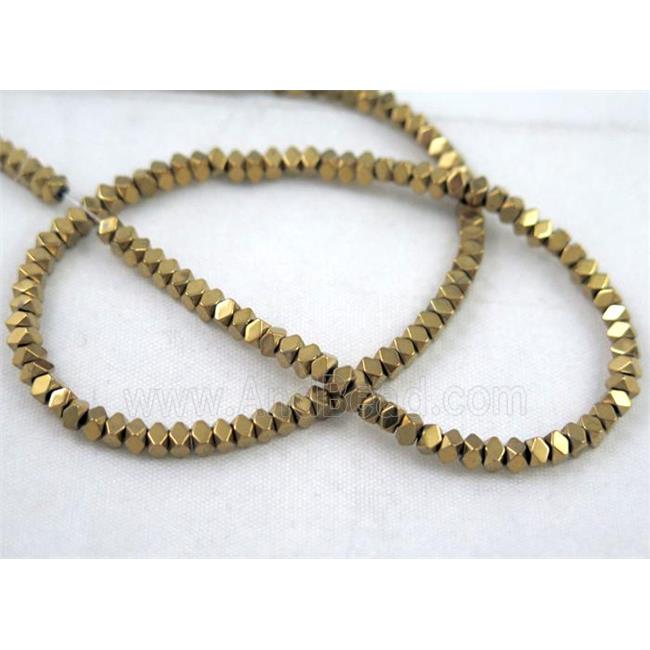 gold electroplated hematite rhombic beads