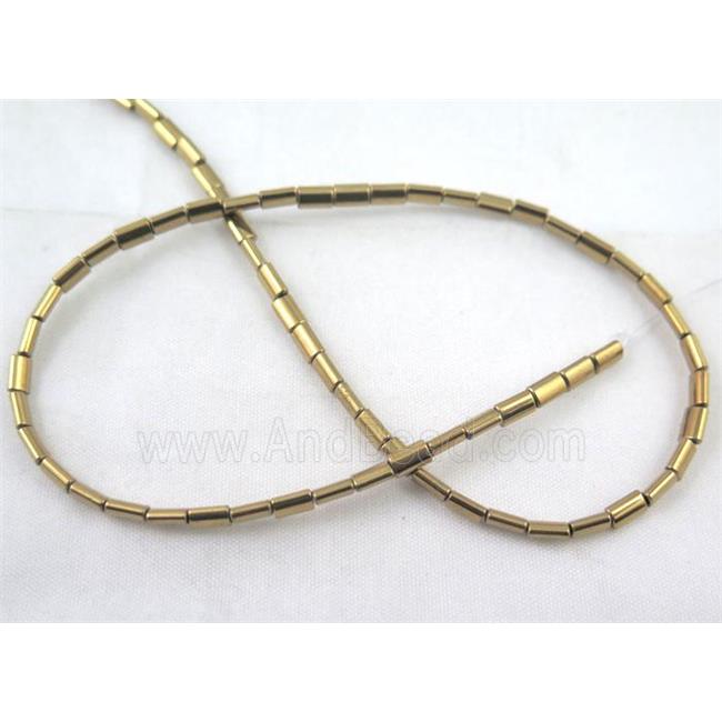 hematite tube beads, golden electroplated