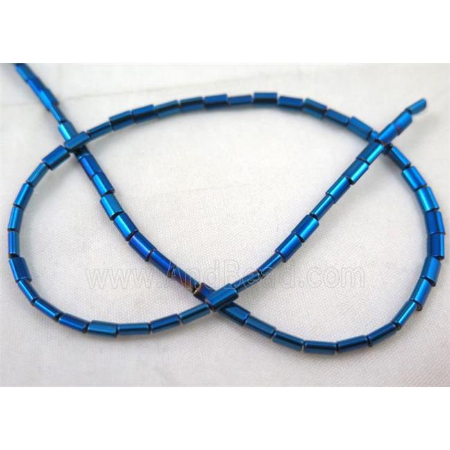 hematite tube beads, blue electroplated