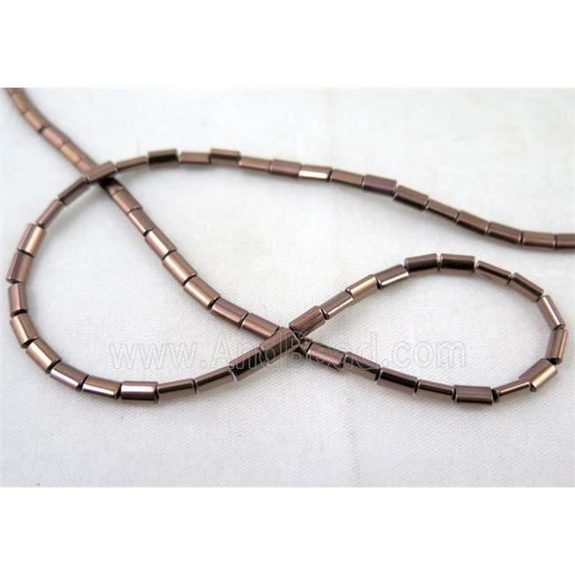 hematite tube beads, redcopper electroplated