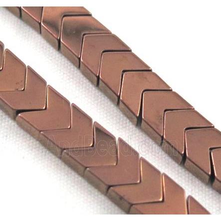 hematite arrowhead beads, redcopper electroplated