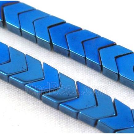 hematite arrowhead beads, blue electroplated