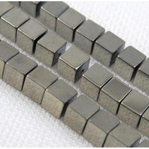 hematite cube beads, pyrite color