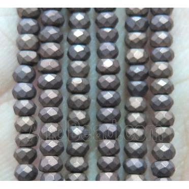 matte hematite beads, faceted rondelle, chocolate