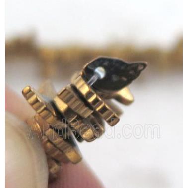 hematite beads, leaf, gold plated