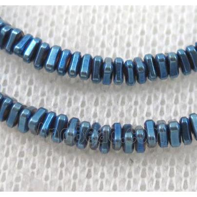 hematite beads, triangle, green electroplated