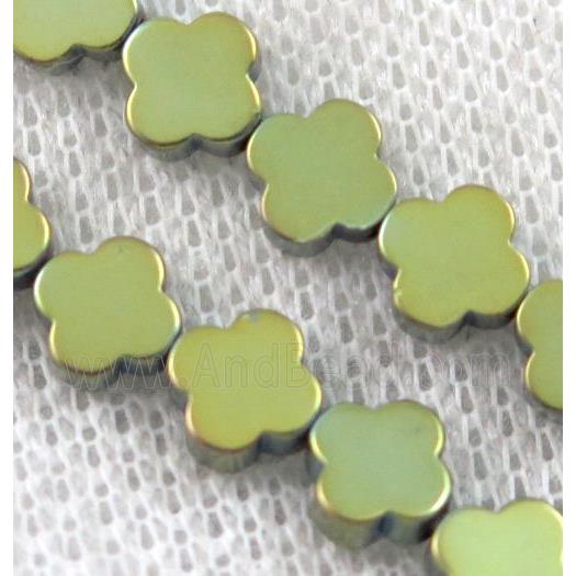 green Hematite Clover Beads