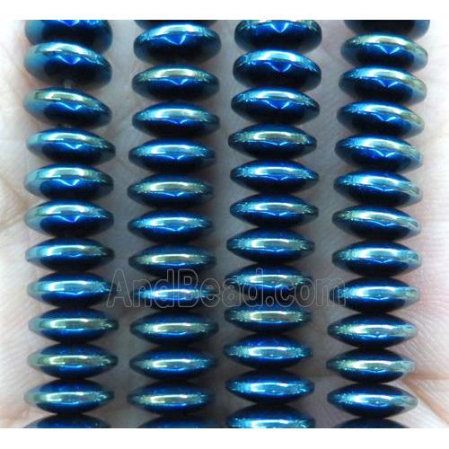 hematite disc heishi beads, green electroplated