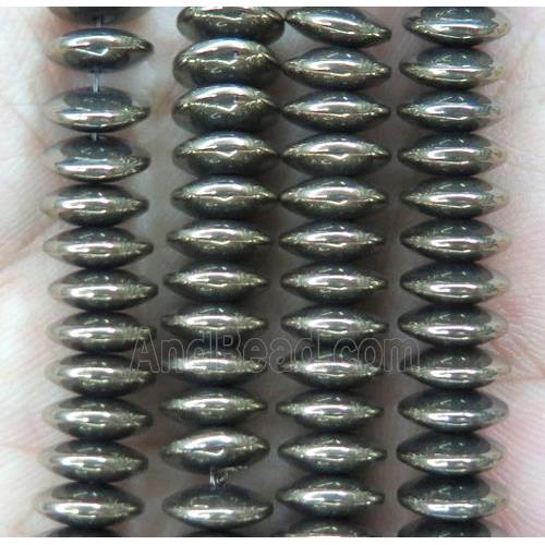 hematite heishi disc beads, pyrite color